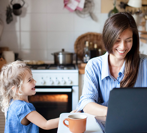 Mother and daughter enjoying clean indoor air at home