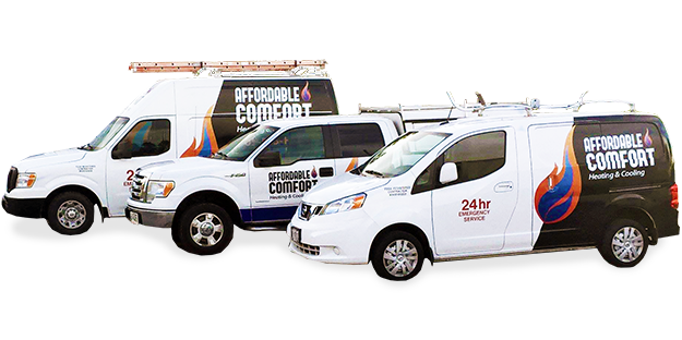 Affordable Comfort Heating and Cooling service trucks